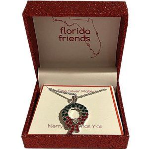 Florida Friends Wreath Silver Necklace NEW